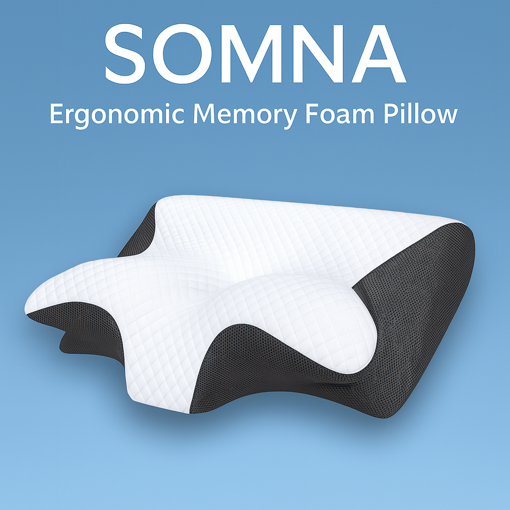 SOMNA V1 Ergonomic Memory Foam Pillow - Neck Pain Relief & Better Sleep